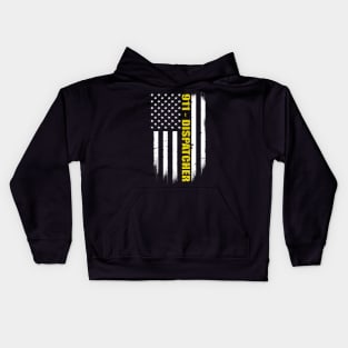 911 Dispatcher Thin Gold Line Flag Kids Hoodie